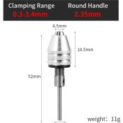 Resim 0.3-3.4 Yuvarlak Matkap Chuck Anahtarsız Tornavida Darbeli Sürücü Adaptörü Elektrikli Mikro Motor Kelepçe Mini Ayna Fikstürü Hex Shank Matkap Uçları Adaptörü (Yurt Dışından) 