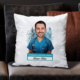 Resim Karikatürlü En İyi Erkek Anestezi Uzmanı Yastık 