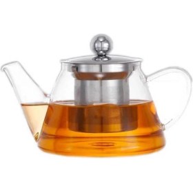 Resim Cam Bitki Çayı Demliği 500 ml - Çelik Süzgeçli Demlik 