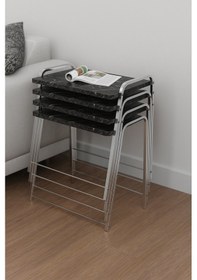 Resim Tepsi Zigon Sehpa Siyah Mermer 