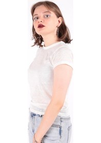 Resim Busem S0016230 Kadın Flamlı İnce T-shirt Beyaz 