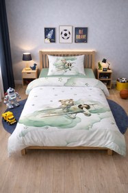 Resim Evmila Pilot Ayıcık Desenli Nevresim Takımı - 160x220cm Nevresim +50x70cm Yastık Kılıfı+100x200cm Çarşaf 