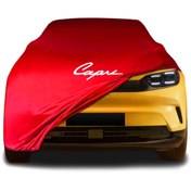 Resim ULTRASHOP Ford Capri Ev (2024 - ) Kırmızı Kumaş Araba Brandası Logolu Penye Branda Oto Branda 