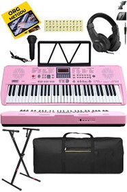 Resim Midex PS-1800PK-SET 61 Tuşlu Kaliteli Dijital Ekran Pembe Org (Stand Kulaklık Çanta Notalık Adaptör Metod) 