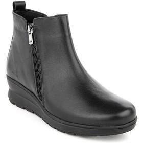 Resim Muya Dorinta 6 Nokta Anatomik Taban Topuk Dikeni Hakiki Deri Kadın Bot Siyah 