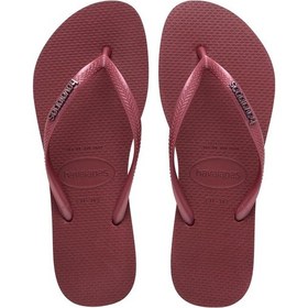 Resim Havaianas Vişne Kadın Plaj Terliği Slım Logo Metallıc-14179 Bordo 