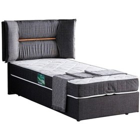 Resim Setaymobilya Baza, Lizbon Tek Kişilik Baza + Başlık + Comfort Yatak, Antrasit 