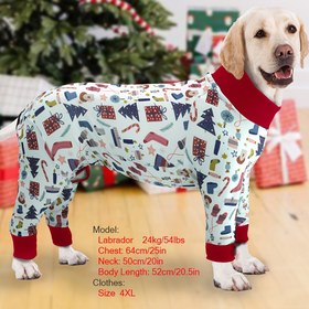 Resim 1 adet Festive Holiday Köpek Kazak - Yumuşak, Esnek Polyester Kazak, Noel Ağacı ve Hediye Deseni ile, Orta ve Büyük Irklar için Mükemmel, Festive Köpek Kıyafeti | Tatil Köpek Giyim | Esnek Köpek Kazak 