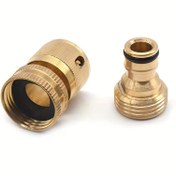 Resim 2 adet 3/4" GHT Dişli ile Bakır Bahçe Hortumu Hızlı Bağlantı Kiti, Açık Alan ve Bahçe için Amerikan Standart Pil Gerektirmeyen Adaptörler, Su Geçirmez ve Dayanıklı, Bahçe Hortumu Bağlantısı | Altın Kaplama | Dayanıklı Bahçe Adaptörleri, Hortum Bağlantıları 
