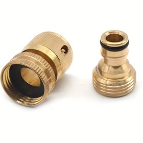Resim 2 adet 3/4" GHT Dişli ile Bakır Bahçe Hortumu Hızlı Bağlantı Kiti, Açık Alan ve Bahçe için Amerikan Standart Pil Gerektirmeyen Adaptörler, Su Geçirmez ve Dayanıklı, Bahçe Hortumu Bağlantısı | Altın Kaplama | Dayanıklı Bahçe Adaptörleri, Hortum Bağlantıları 