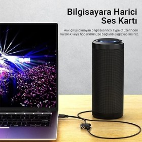 Resim Type-C Ses Kartı 3.5mm Kulaklık ve Mikrofon Girişli 