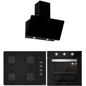 Resim Silverline - Hafele 65 Cm Ocak Siyah Ankastre Set (3457 Soho - Hafele Luce 65cm Ocak - BO6503B01) 