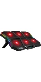 Resim 6 Fanlı Rgb Işıklı Dijital Ekranlı Laptop Soğutucu Stand, 7 Kademeli Yükseklik Ayarlı Süper Soğutucu Stand 
