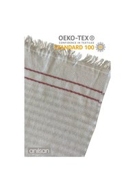 Resim Beyaz Kum Çizgi Detay Plaj Havlusu %100 Pamuk 50x80 