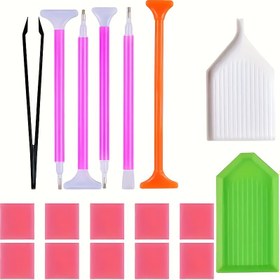 Resim DIY 5D Elmas Boyama Seti - Cross Stitch Aracı, Elmas Kalemi, Pense, Kil, Nokta Aracı, Plastik Tepsi ve Aksesuarlar Dahil 