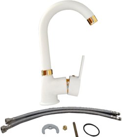 Resim Genel Markalar Beyaz Altın Lüks Lavabo Bataryası Delta Beyaz Gold Lavabo Musluk 