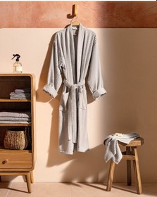 Resim Madame Coco Carla Kimono Unisex %100 Pamuk Bornoz Set Gri 