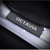Resim Octavia Carbon Fiber Kapı Eşiği Yazısı Sticker Boya Koruma 
