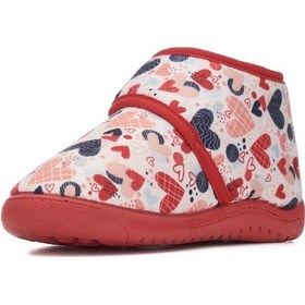 Resim Günlük Unisex Çocuk Panduf Ev Ayakkabısı Esnek Kaymaz Taban Cırtlı Kreş Anaokulu Ayakkabı 263 Kırmızı 