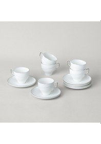 Resim Linens Javed Porselen 6'lı 90 Ml Kahve Fincan Seti Beyaz-gümüş Gümüş 