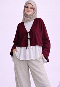 Resim CNG MODA Önü Bağlamalı 2 Bağcıklı Modern Tesettür Kimono Gömlek 