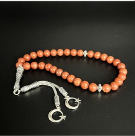 Resim Yıldız Doğal Taş Kırmızı Jasper 8mm 33lük Doğal Taş Tesbih 