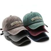 Resim Erkekler İçin Yıkanmış Brooklyn Beyzbol Şapkası - 1947 Tasarımı, Karışık Renkler, Nefes Alabilen Kumaş, Güneş Koruyucu, Seyahat ve Gündelik Kullanım için Dayanıklı Başlık 