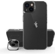 Resim Nevarium iPhone 14 Plus Kılıf Şeffaf Lens Metal Standlı Skuba Silikon 