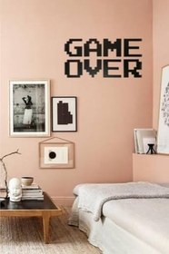 Resim dekoraven Game Over Ahşap Yazı Tablo, gameover 