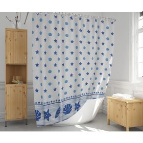 Resim Banyo Perdesi 1x180x200 Tek Kanat Duş Perdesi Halka Hediyeli Duşakabin Perdesi 4910 Mavi Mavi 