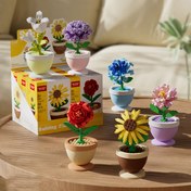 Resim 6 adet Çiçek Yapı Blokları Seti - Yaratıcı DIY Minyatür Saksı Bitki Modelleri, Çocuklar için Eğitici İnşaat Oyuncakları, Anneler Günü, Sevgililer Günü, Doğum Günleri, Ev ve Ofis Dekoru için Mükemmel Hediye, 6-8 Yaş Arası Çocuklar İçin Uygun, Çiçek Yapı Blokları Setleri 