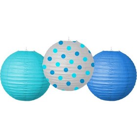 Resim Mavi Kağıt Fener Seti 3 Lü 25 Cm Tüm Yaşlar 