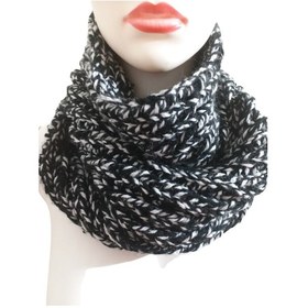 Resim El Örgüsü Siyah & Beyaz Kırçıllı Boyunluk Çok Renkli 