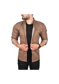 Resim Deepsea Erkek Kahve Dar Kesim Çıt Çıt Düğmeli Pamuklu Kot Gömlek Likralı Spor Gömlek 2300412 Kahve 