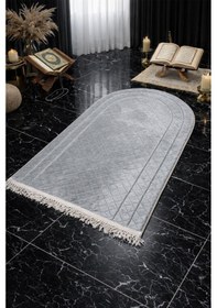 Resim Çeyizdiyarı Nesibe Kadife Dolgulu Seccade Gri Gri 