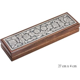 Resim KENPAZAR Gumush Gümüş Çiçek Desenli Ahşap Tesbih Kutusu 