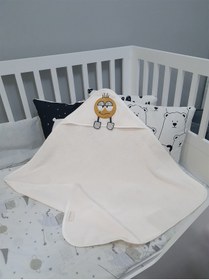 Resim Tanem Home %100 Pamuk Emoji Desen Nakışlı Bebek Havlu Kundak 75x75cm 