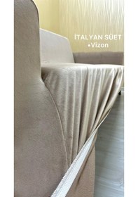 Resim İtalyan Süet 3-3-1-1 Tüm Giydirme Koltuk Örtüsü 