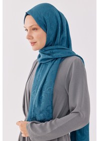 Resim Mirsoy Scarf Daka Desen Parlak Jakar Şal - Mavi Mavi 