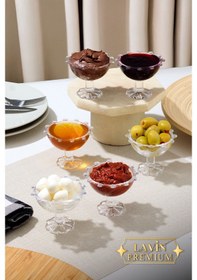 Resim 6 Lı Cam Ayaklı Papatya Kahve Yanı Lokumluk Kahvaltılık Kase 