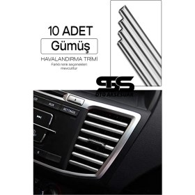 Resim STS Oto Aksesuar Araç Içi Klima Havalandırma Izgarası Krom Trim Seti Film Şerit Havalandırma Izgarası Krom Trim Şerit 