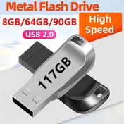 Resim Şık Metal USB 2.0 Flash Sürücü, Yüksek Hızlı Veri Depolama, 8GB/64GB/90GB/117GB'de Mevcut, Bilgisayarlar, Dizüstü Bilgisayarlar ve Tabletler için Güvenli Transfer 