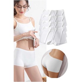 Resim 4 Adet Kadın Dikişsiz Görünmez İz Yapmaz Mini Şort Boxer Beyaz Altın - Lacivert 