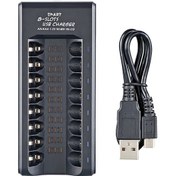 Resim Dofolink Siyah Usb Akıllı Pil Şarj Cihazı, 8 Slot, 1.2v Ni-mh Aa/aaa Pil Desteği, Tam Dolunca Işık Kapanır, 5v 2a Girişli 