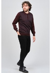 Resim Woolman Erkek Desenli Polo Yaka Yün Kazak 1572001 Bordo Bordo Beyaz 