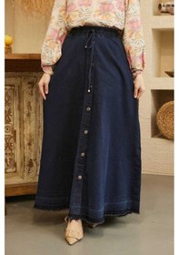 Resim 2215-denim Mevlana Düğmeli Etek Lacivert Lacivert 
