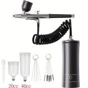Resim Kompresörlü Hava Tabancası Seti, 0.3mm Uçlu Otomatik El Tipi Hava Tabancası, Hava Fırçası, Şarj Edilebilir, Makyaj, Pasta, Boyama, Dövme, Tırnak Sanatı, Model Boyama için Taşınabilir Hava Fırçaları 