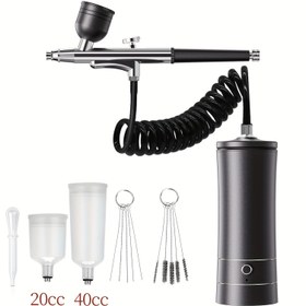 Resim Kompresörlü Hava Tabancası Seti, 0.3mm Uçlu Otomatik El Tipi Hava Tabancası, Hava Fırçası, Şarj Edilebilir, Makyaj, Pasta, Boyama, Dövme, Tırnak Sanatı, Model Boyama için Taşınabilir Hava Fırçaları 