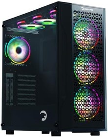 Resim GamePower Savagis 550W 80+ Bronze ATX 4 ARGB Fan Temperli Cam Gaming Kasa Siyah 