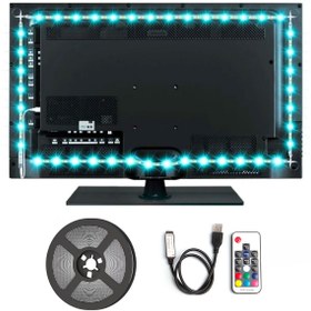 Resim AmberLED Tv Arkası Ambiyans RGB Şerit Led Seti Kumandalı 3 Metre Usb İle Çalışır 